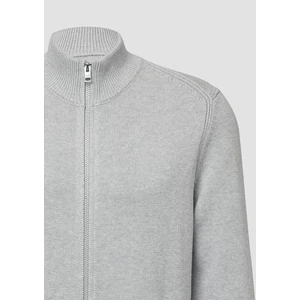 Kép 7/7 - Dzseki -  Cotton cardigan with stand-up collar and logo patch  - Grey | s.Oliver 2510