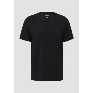 Kép 4/6 - Póló -  Heavy jersey T-shirt with crew neck and logo print  - Black | s.Oliver 2510