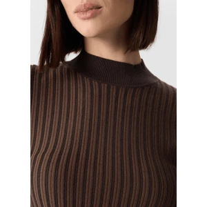 Kép 6/7 - Pulóver -  Ribbed viscose stretch sweater in bicolor 2510