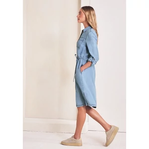 Kép 7/7 - Ruha - washed shirt collar Dress - 2604