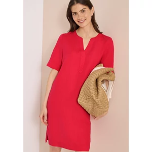 Kép 3/7 - Ruha - LI/CV_Solid Split Neck Dress - 2605