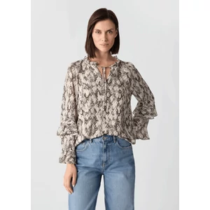 Kép 1/8 - Blúz -  Printed chiffon blouse with feminine flounces 2510