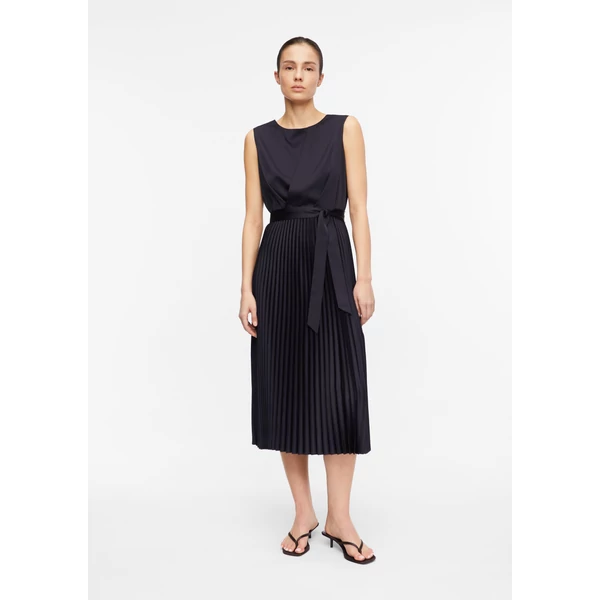 Satin dress with pleated skirt