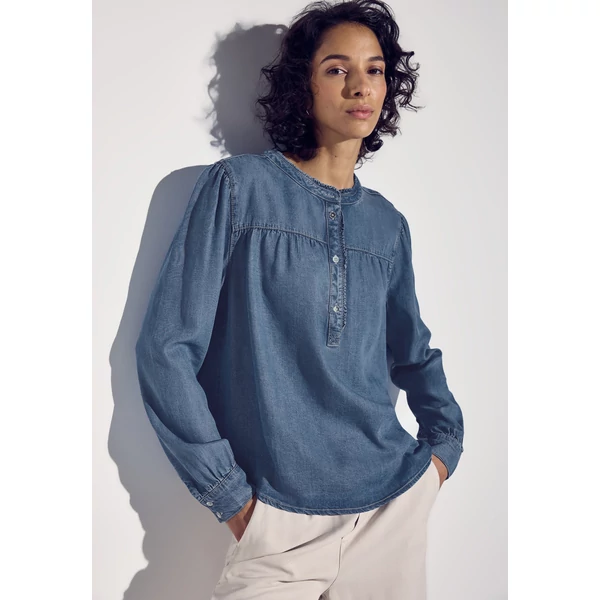 Blúz - Style Denim-Ruffle Tencel Blou 2502