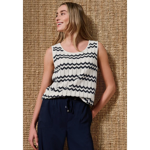 Pulóver - bi-colored zig-zag top - 2607