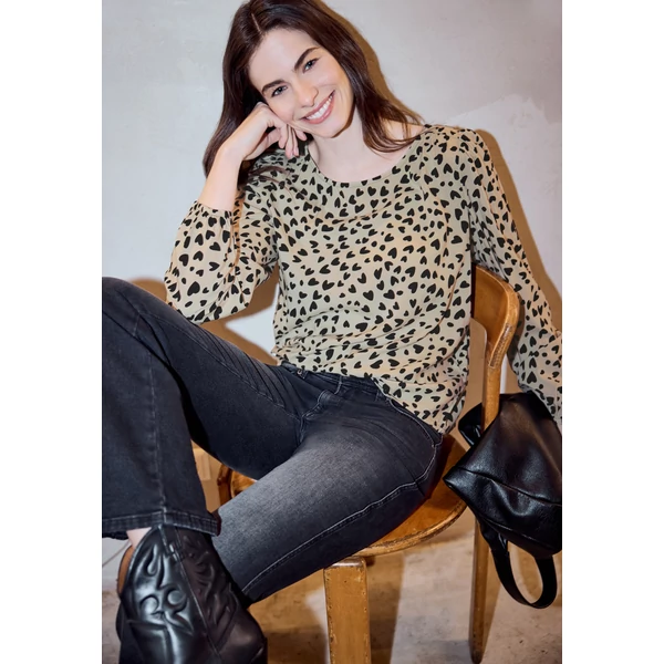 Blúz-Ing - Roundneck blouse w puff sleeve 2602