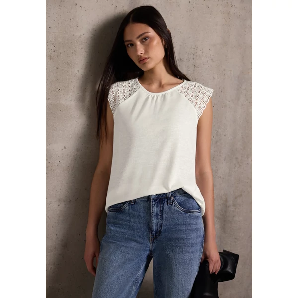 Póló - linen look top w. lace shoulde 2506