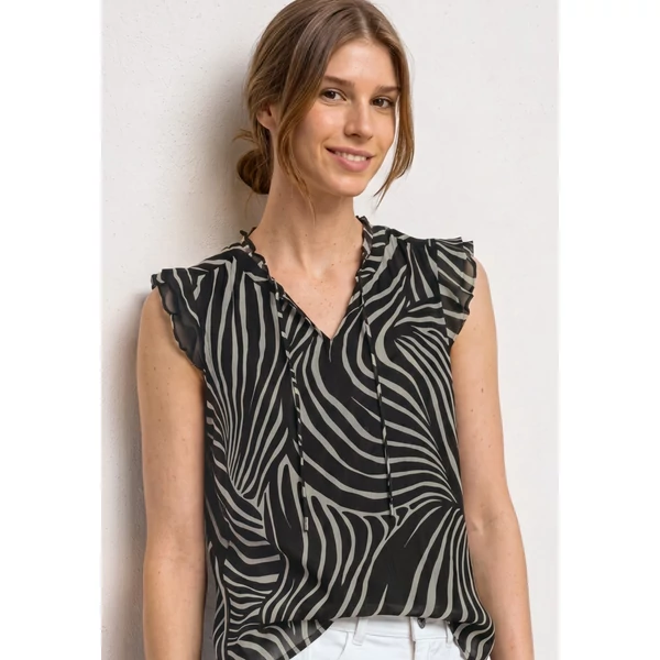 Blúz - Chiffontop w frill detail AOP - 2606