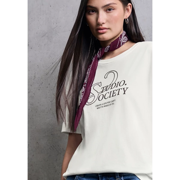 Póló - basic wording print shirt 2509 WS02