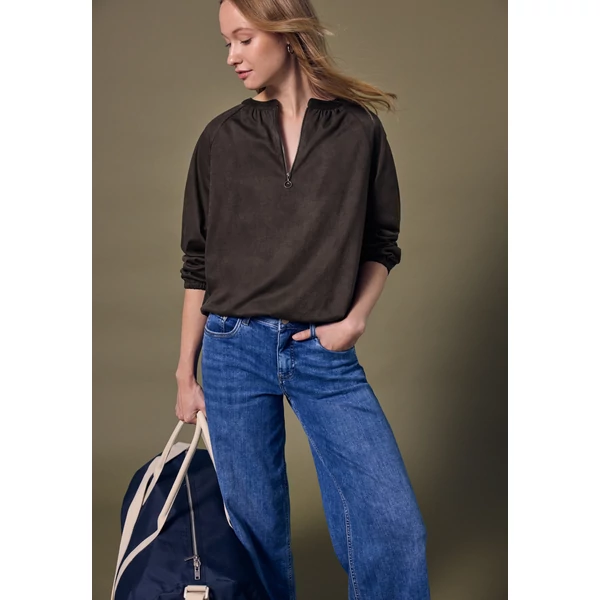 OTLT Blúz-Ing - Velours tunic blouse w zipper 2510 WS02