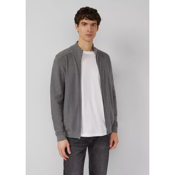 Pulóver - Cardigan in pattern mix with troyer collar and logo WSF02