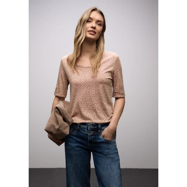 Ing - printed shirt w.rounded v-neck 2601