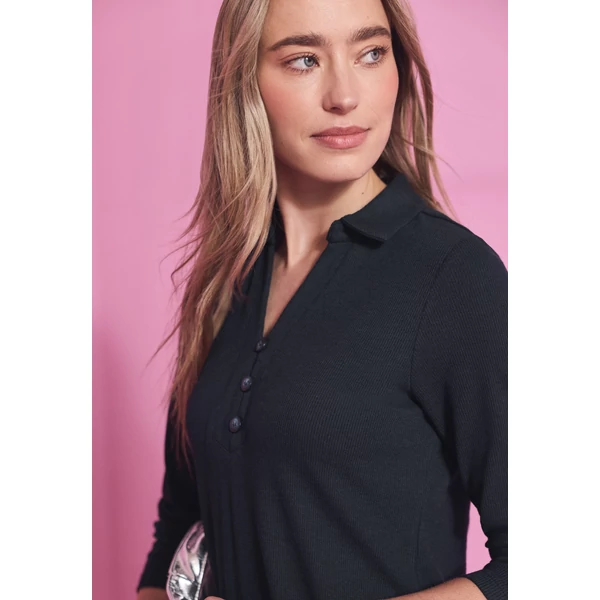 Ruha - Rib shirt collar Dress_solid - 2602