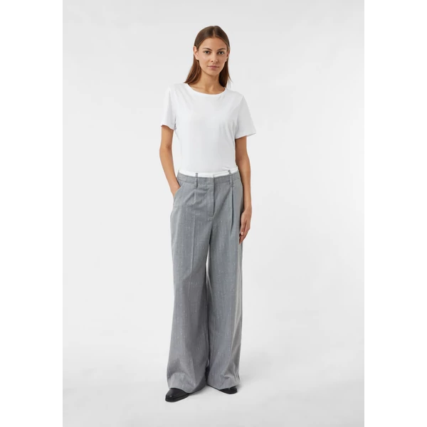 Nadrág -  Wide leg pinstripe trousers with attached contrast waistband 2510