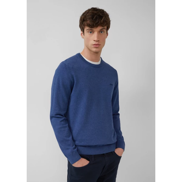 Pulóver -  Knitted jumper with logo embroidery  - Blue | s.Oliver 2510