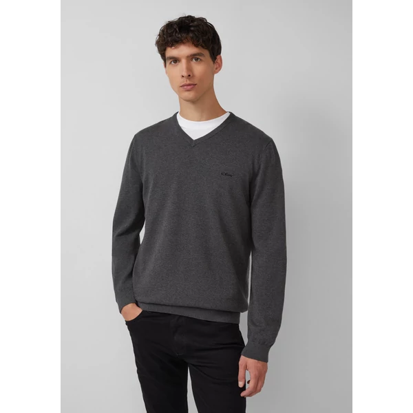 Pulóver -  Knitted jumper with logo embroidery  - Grey | s.Oliver 2510