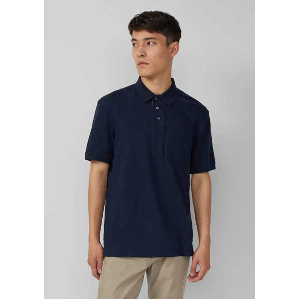 Póló -  Polo shirt with flame yarn structure and breast pocket  - Blue | s.Oliver 2510