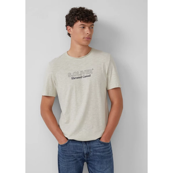 Póló -  Melange T-shirt with a rolled edge and a front print  - White | s.Oliver 2510