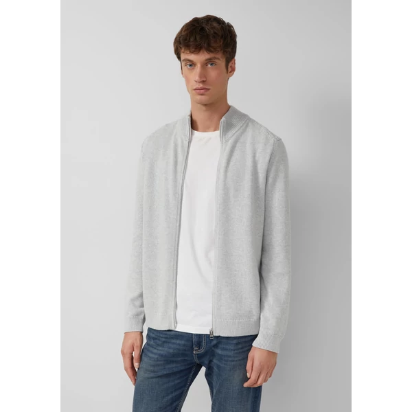 Dzseki -  Cotton cardigan with stand-up collar and logo patch  - Grey | s.Oliver 2510