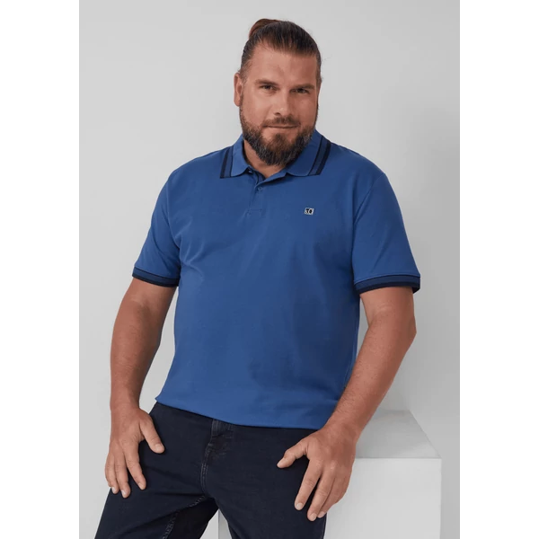 Póló -  Cotton piqué polo shirt with contrasting details  - Blue | s.Oliver 2510
