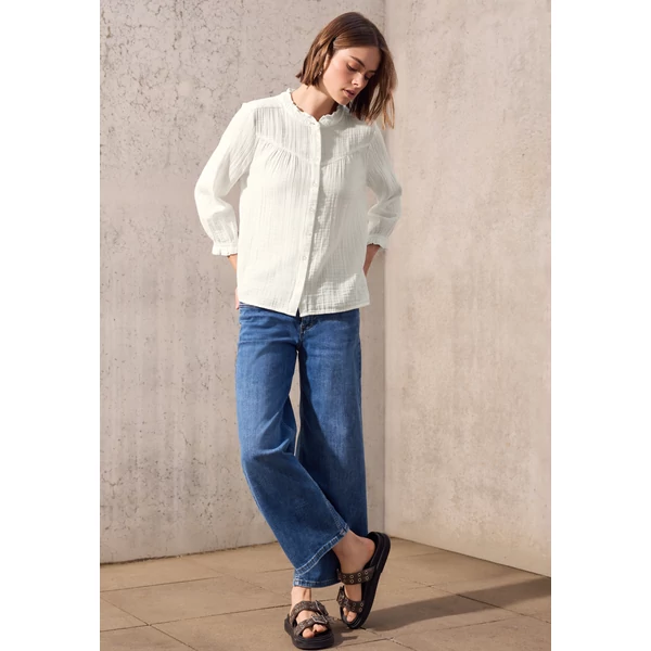 Blúz-Ing - Buttoned muslin blouse w frill 2505