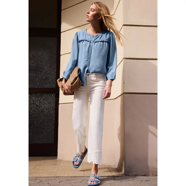 Blúz-Ing - SE_Washed tunic blouse w frill - 2604