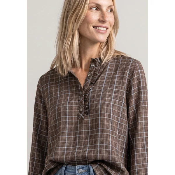 Blúz - Check feminine blouse w ruffle - 2608