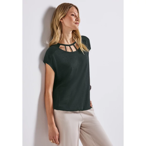 Ing - linen look shirt w.cut out nec 2505