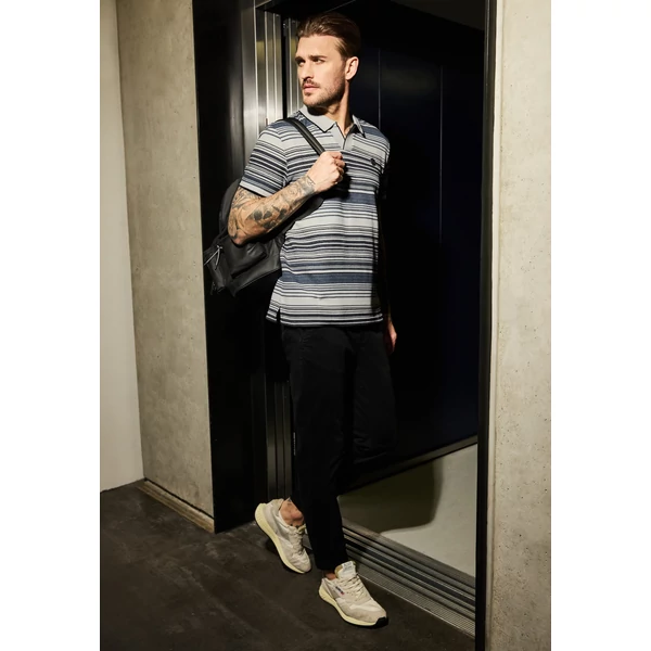 yarn dyed striped polo w. Open 2504