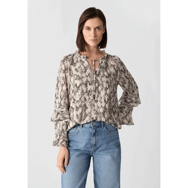 Blúz -  Printed chiffon blouse with feminine flounces 2510
