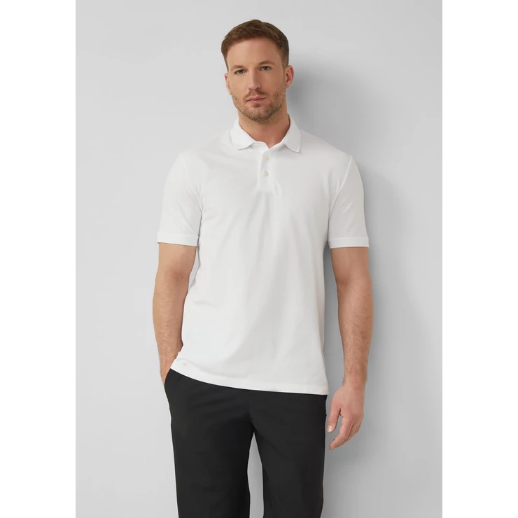 Polo shirt in stretch cotton blend piqué