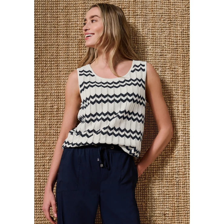 Pulóver - bi-colored zig-zag top - 2607