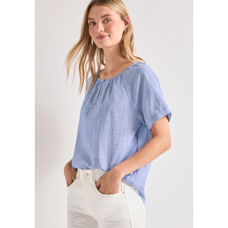 Blúz - Chambray roundneck blouse w sl - 2606