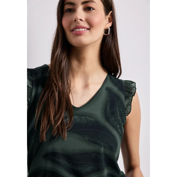 Ing - printed mesh top w.volant - 2605