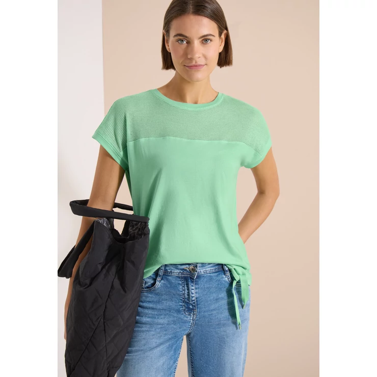 Ing - TOS Solid Mesh Insert T-Shirt - 26FS