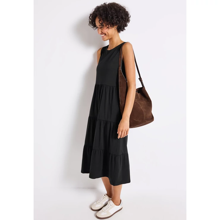 solid Volant Jersey Dress
