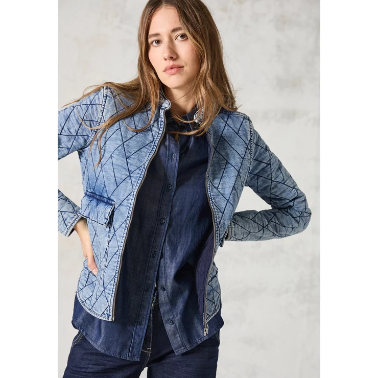 Dzseki  - Denim Jacket Mid Blue Quilted 2410