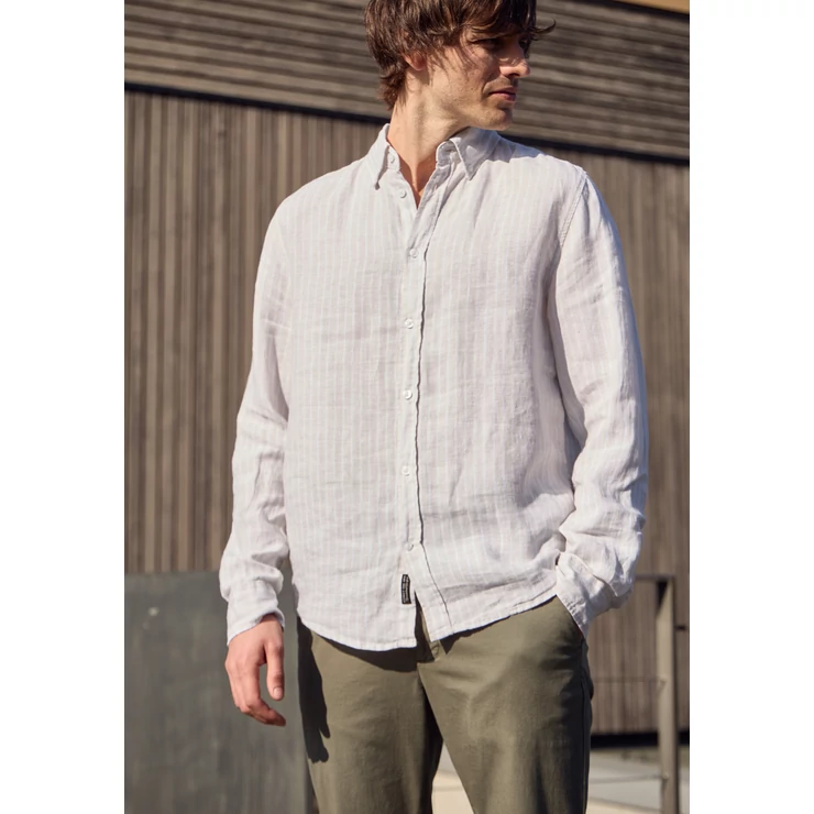 ING - 100% linen y/d stripe long sle - 2603