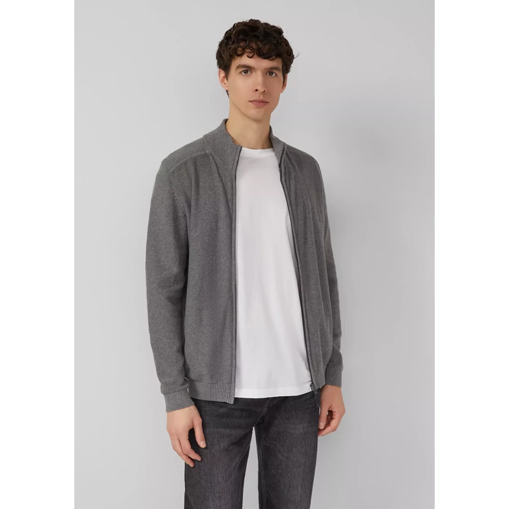 Pulóver - Cardigan in pattern mix with troyer collar and logo WSF02