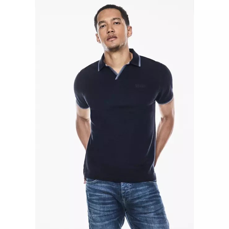 Structured polo w. open Collar