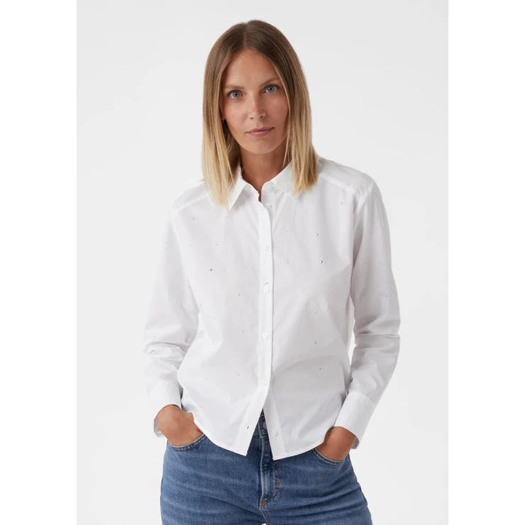 Blúz -  Cropped poplin blouse with rhinestone appliqué 2510