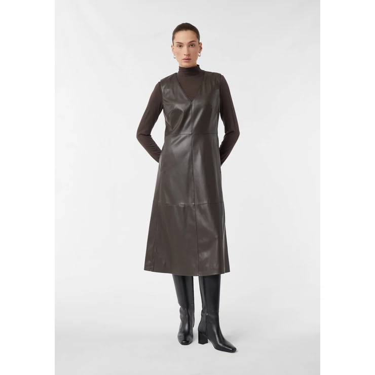Ruha -  Leather-look midi dress with a deep V-neckline 2510