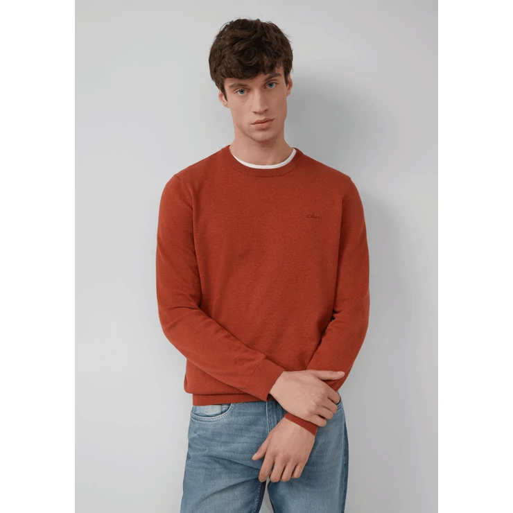 Pulóver -  Knitted jumper with logo embroidery  - Red | s.Oliver 2510