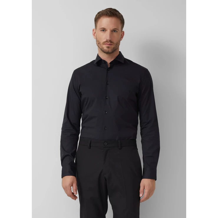 Ing -  Tailored fit: business shirt made from stretch cotton  - Black | s.Oliver 2510
