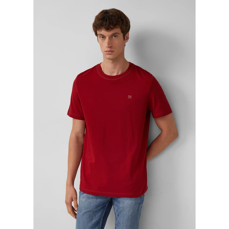 Póló -  Heavy jersey T-shirt with crew neck and logo print  - Red | s.Oliver 2510