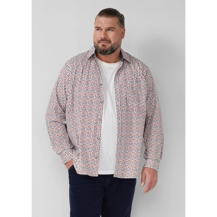 Ing -  Slim fit: patterned shirt made from stretch cotton  - White | s.Oliver 2510 WSF02