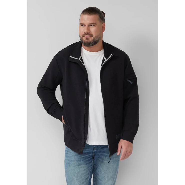 Dzseki -  Mottled sweat jacket with sleeve pocket  - Black | s.Oliver 2510