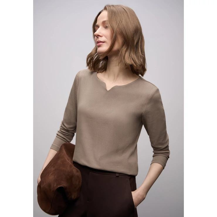 Ing - rib shirt w.neck slit - 2512
