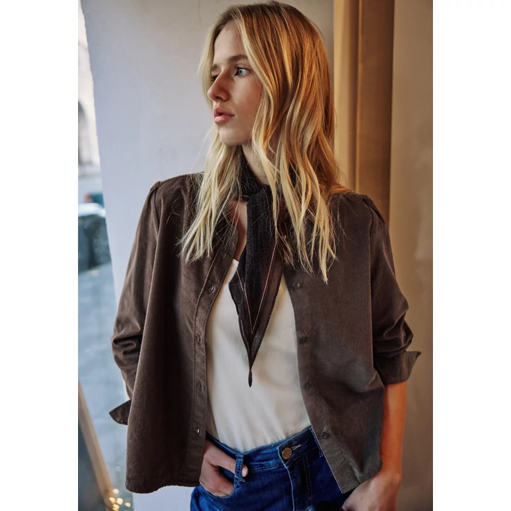Blúz-Ing - LTD QR Corduroy Shirtcollar bl - 25HW