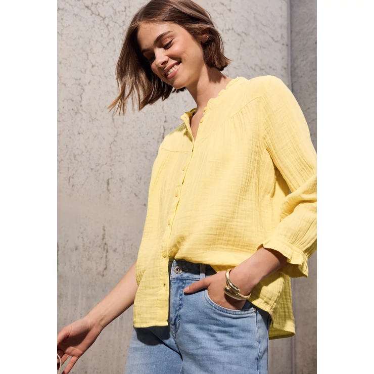 Blúz-Ing - Buttoned muslin blouse w frill 2505